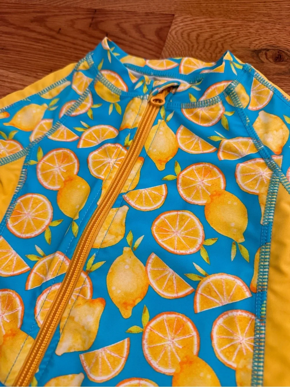 SwimZip Sunsuit - Long Sleeve Romper Swimsuit Lemons Size 0-6 Months